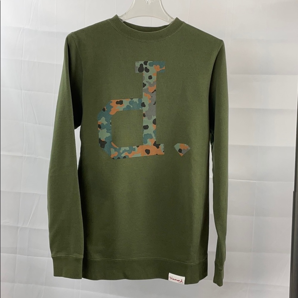 Diamond Supply Army Green Camo Logo Crew